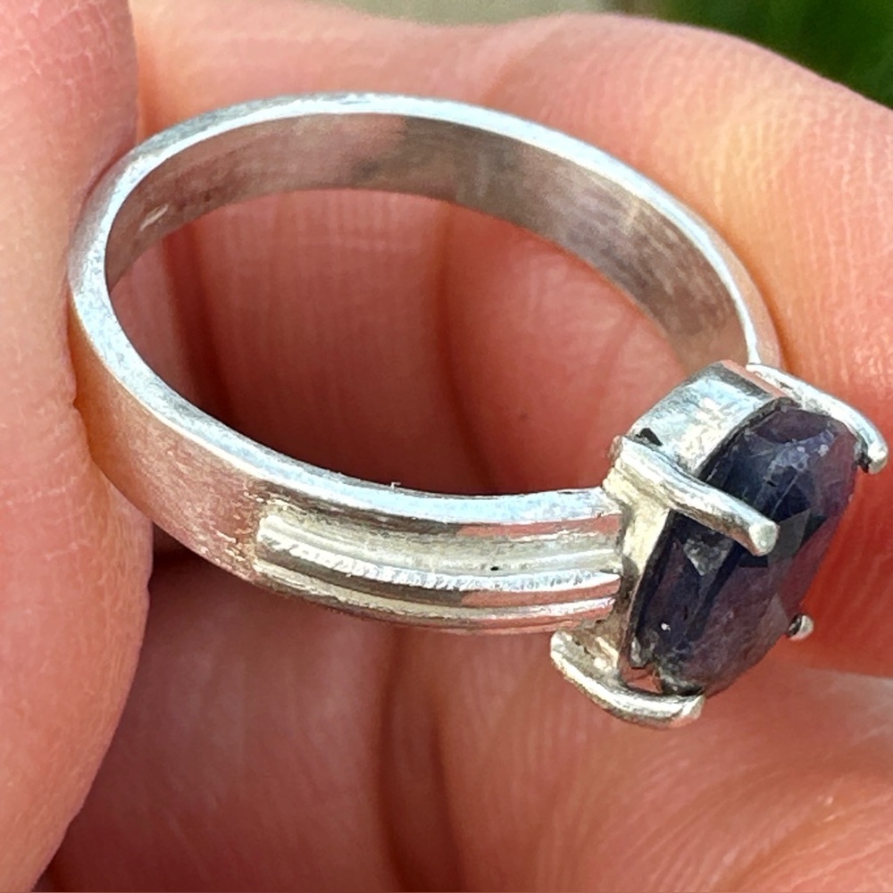 Natural beautiful Sapphire from Kashmir 13.20 Ct Ring Silver 925 - Picture 3 of 12